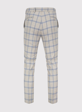 Smėlinės languotos kostiuminės kelnės