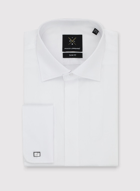 Balti vyriški marškiniai, sagstomi sąsagomis