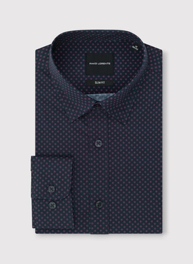 Tamsiai mėlyni gėlėti marškiniai