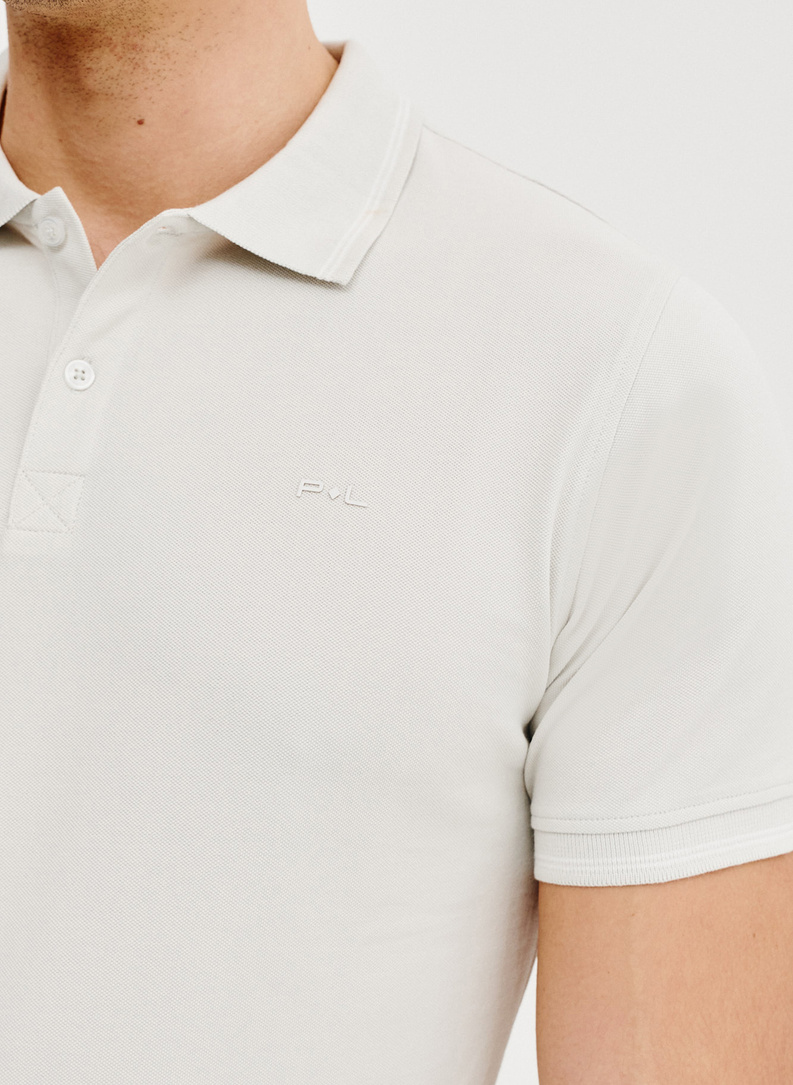 Pilkos spalvos polo T marškinėliai