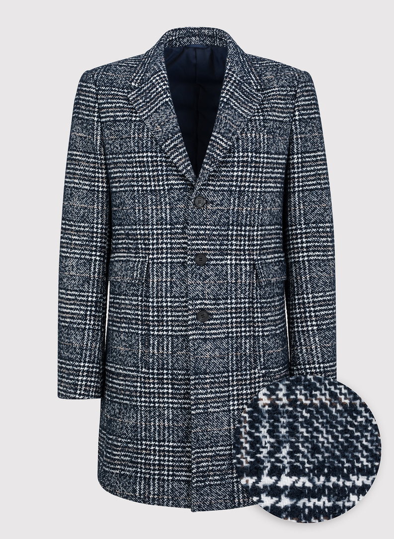 Tamsiai mėlynas languotas vyriškas lietpaltis