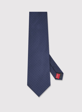 Šilkinis tamsiai mėlynas kaklaraištis su PL monograma