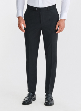 Vilnonės juodos kostiuminės kelnės