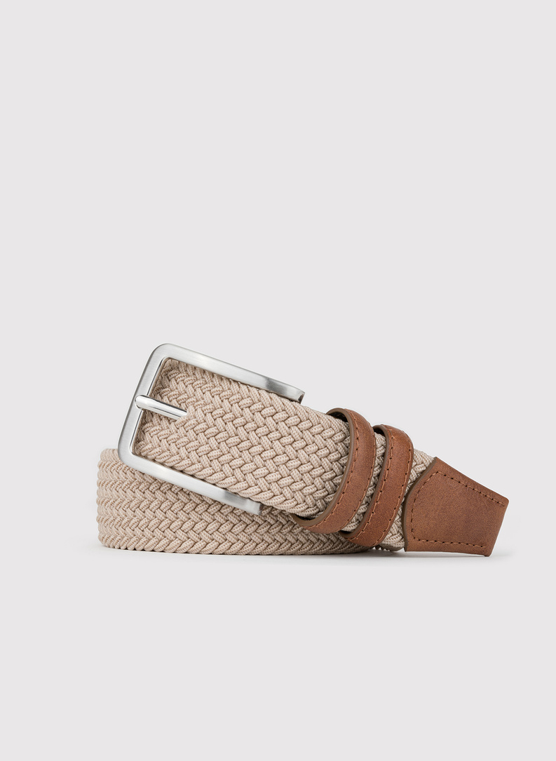 Smėlinis pintas vyriškas diržas