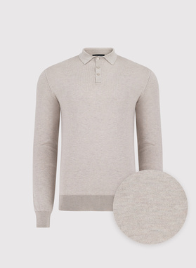 Smėlinės spalvos polo megztinis