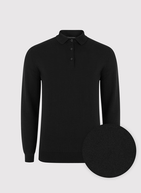 Juodos spalvos polo megztinis