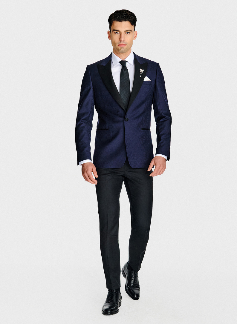 Tamsiai mėlynas smokingo švarkas