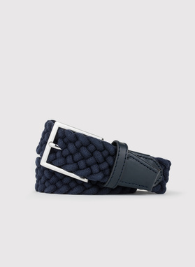 Tamsiai mėlynas pintas vyriškas diržas