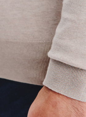 Smėlinės spalvos polo megztinis