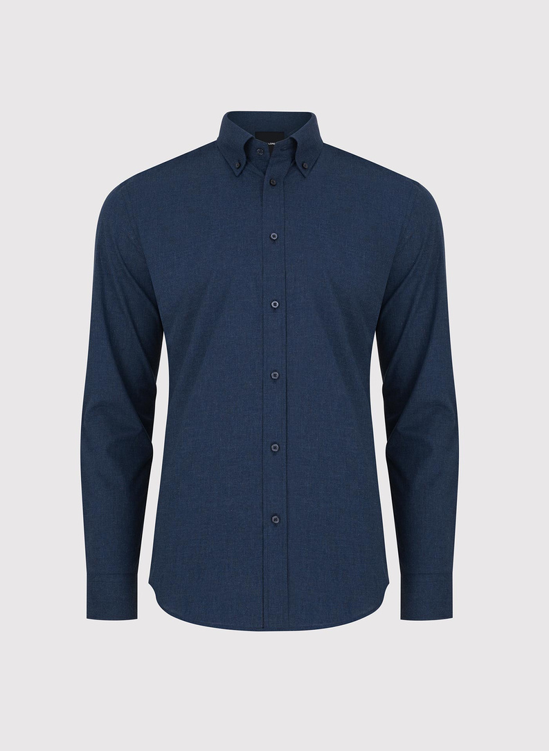 Tamsiai mėlyni melanžiniai marškiniai