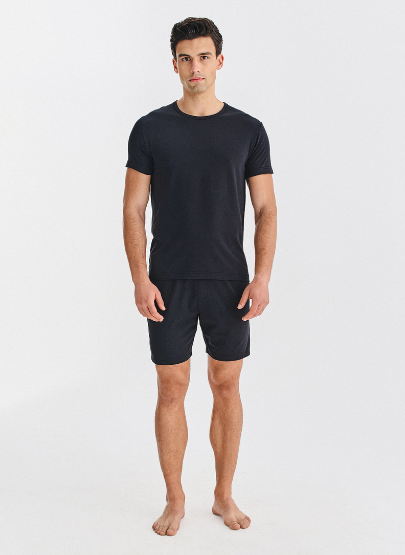 Juoda vyriška pižama su medvilne