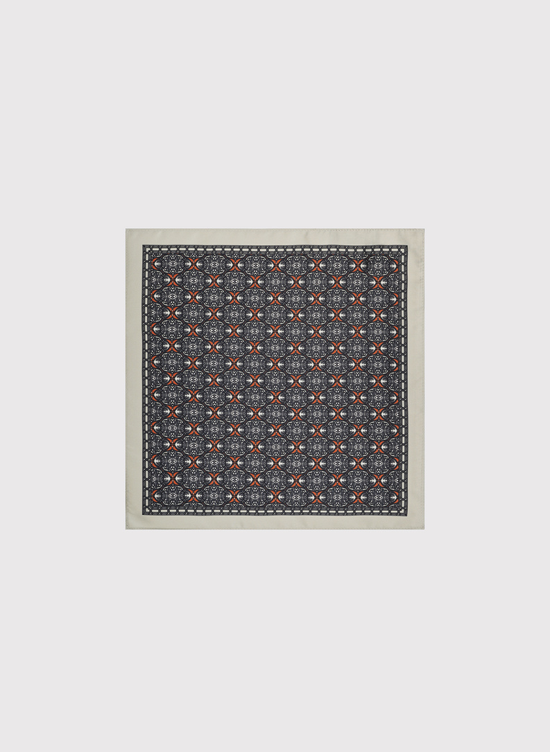 Pilka kišeninė nosinaitė geometriniu raštu