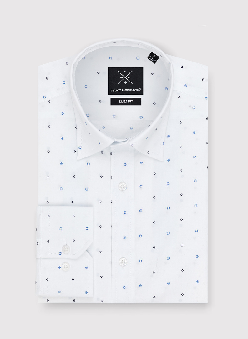 Balti vyriški marškiniai mikroraštu