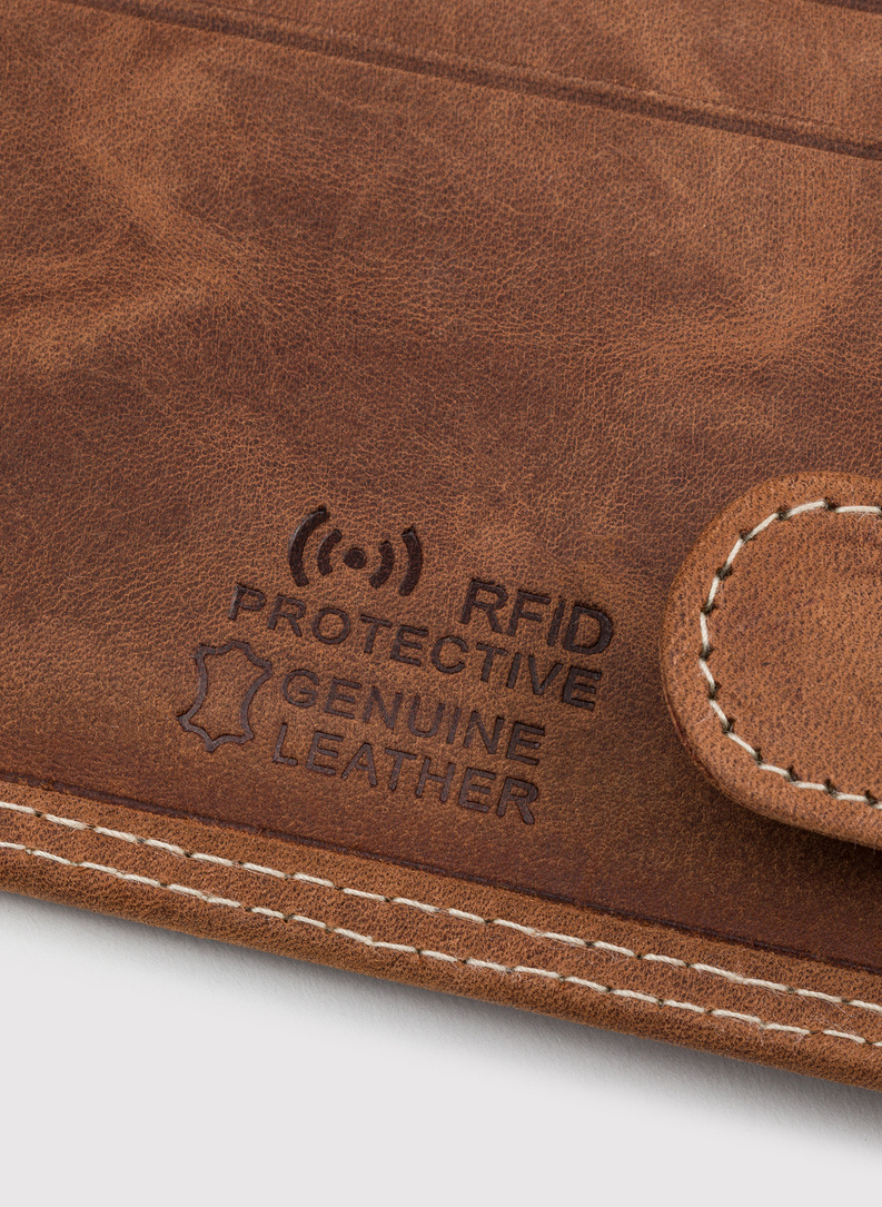 Bronzinė odinė piniginė su RFID apsauga