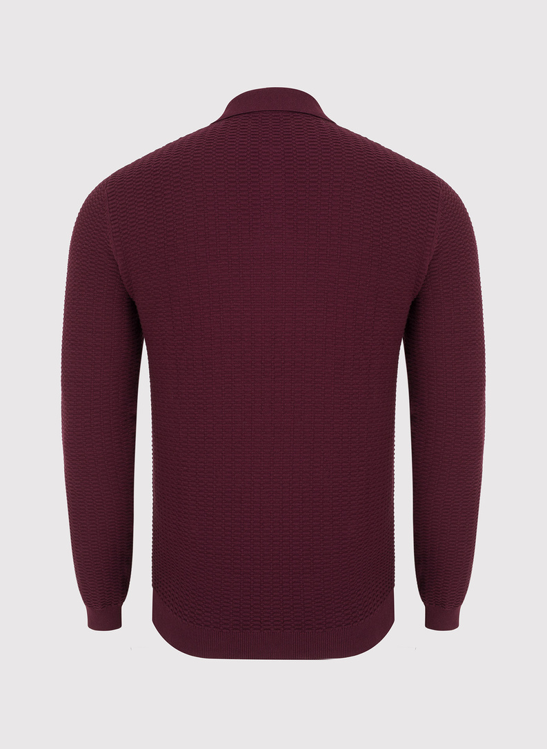 Vyšninės spalvos vilnonis polo megztinis