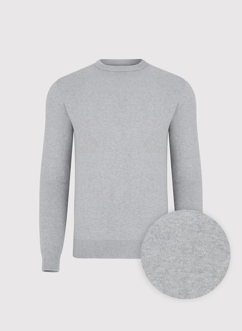 Pilkas medvilninis megztinis su kašmyru