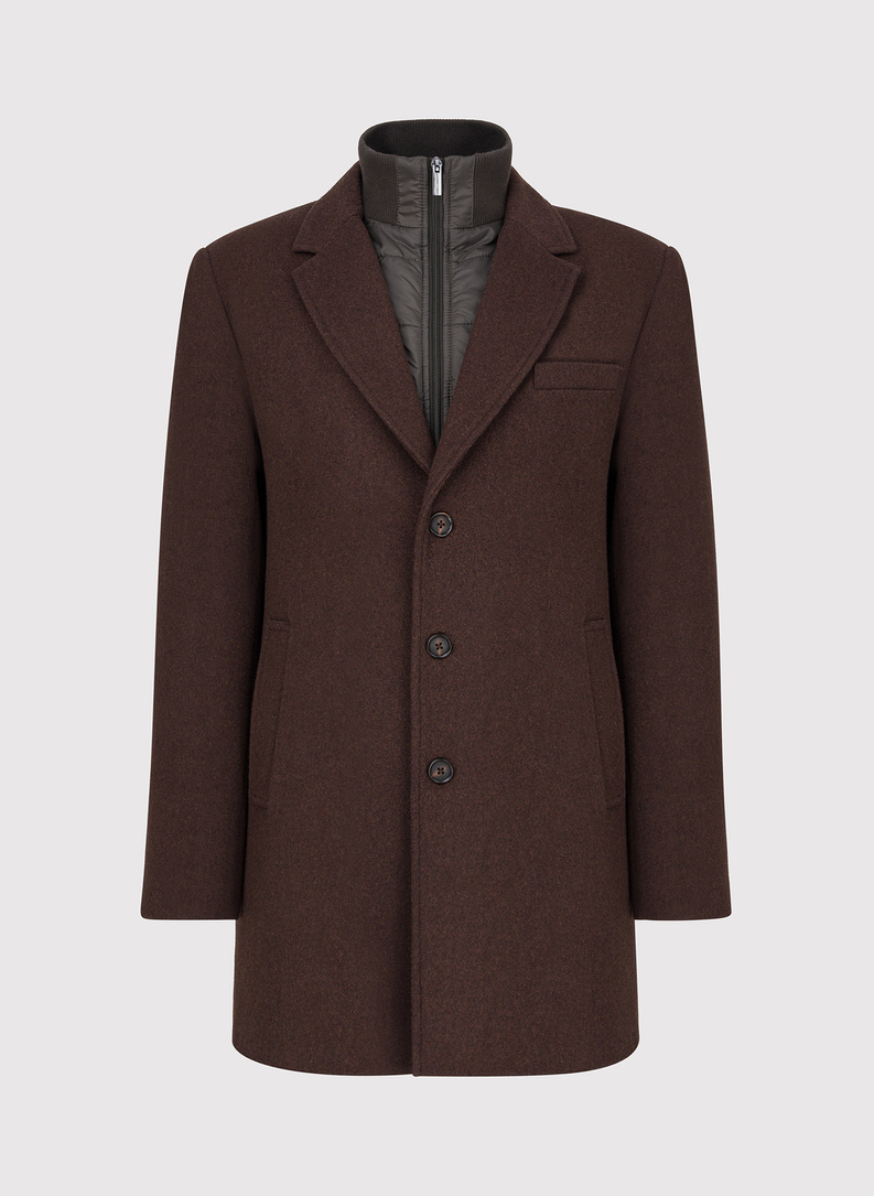 Rudas vyriškas lietpaltis su nusegama apykakle