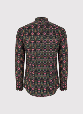 Juodi marškiniai spalvotomis gėlėmis