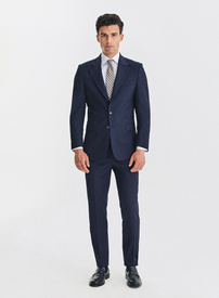 Vilnonis tamsiai mėlynas vyriškas kostiumas