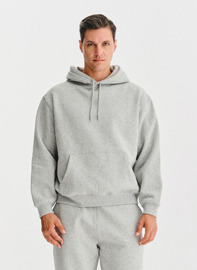 Pilkas vyriškas treningas su bluzonu su gobtuvu