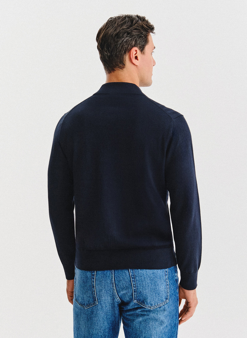 Tamsiai mėlynos spalvos medvilninis kardiganas