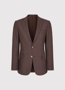 Rudas švarkas smulkiais langeliais