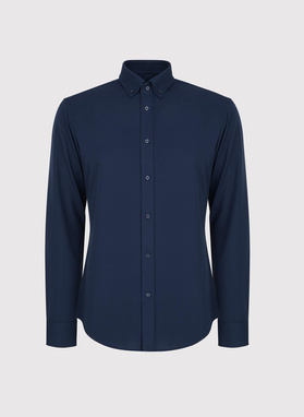 Tamsiai mėlyni marškiniai su medvilne