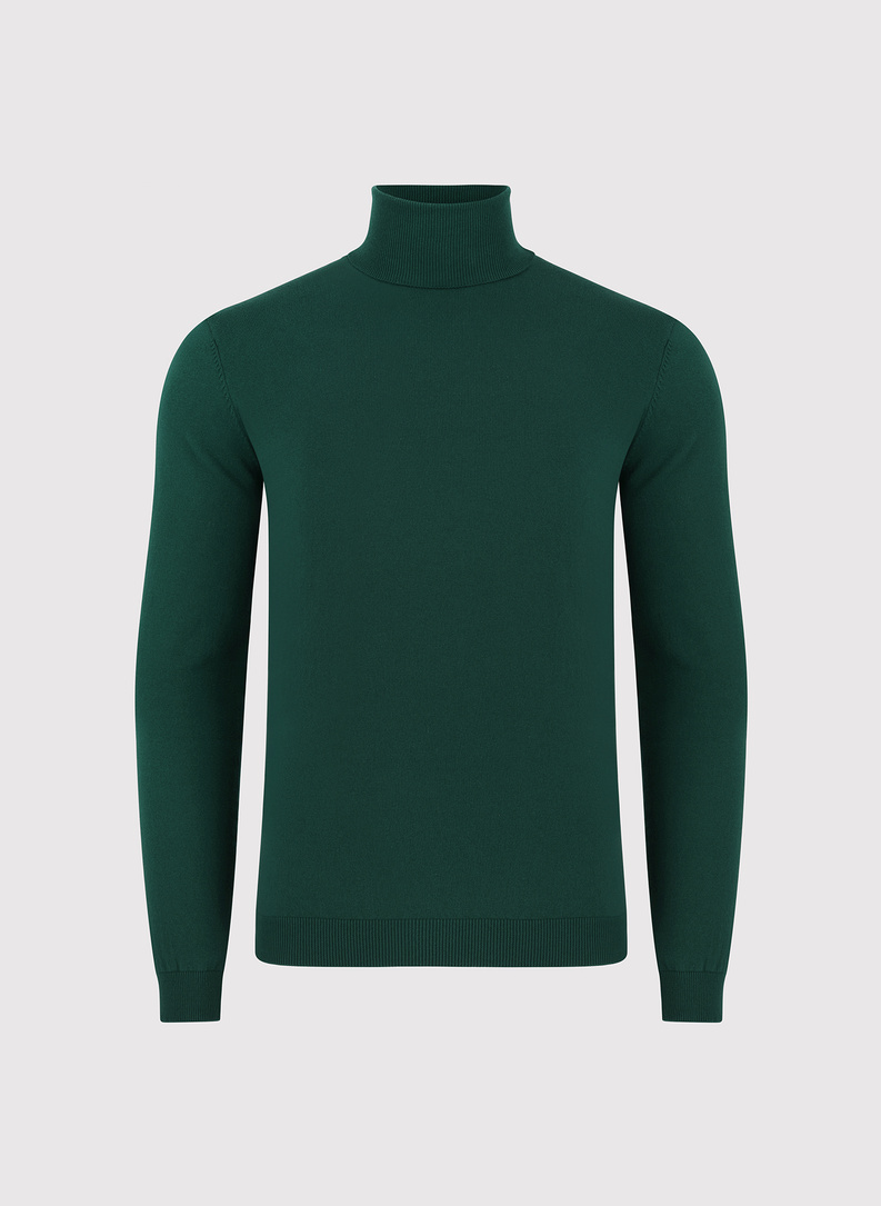 Tamsiai žalias vyriškas golfas be raštų