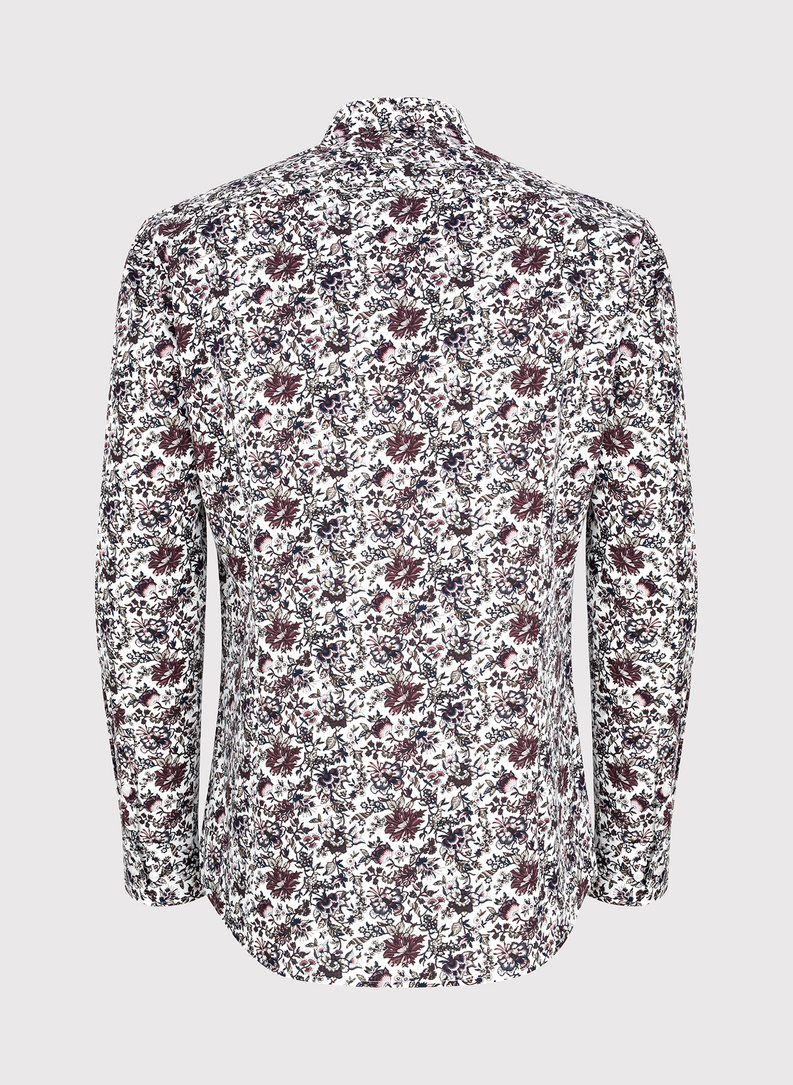 Balti vyriški marškiniai botaniniu raštu