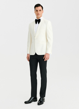 Smėlio spalvos vilnonis smokingo švarkas