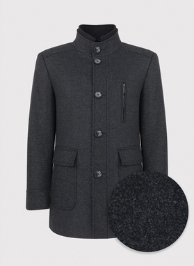 Pilkas trumpas vyriškas lietpaltis su vilna ir kašmyru