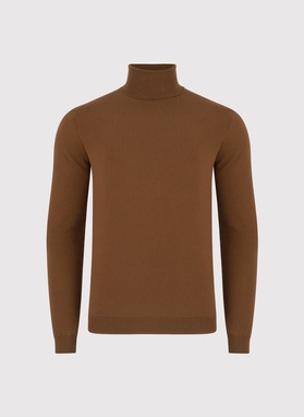 Rusvas vyriškas golfas be raštų