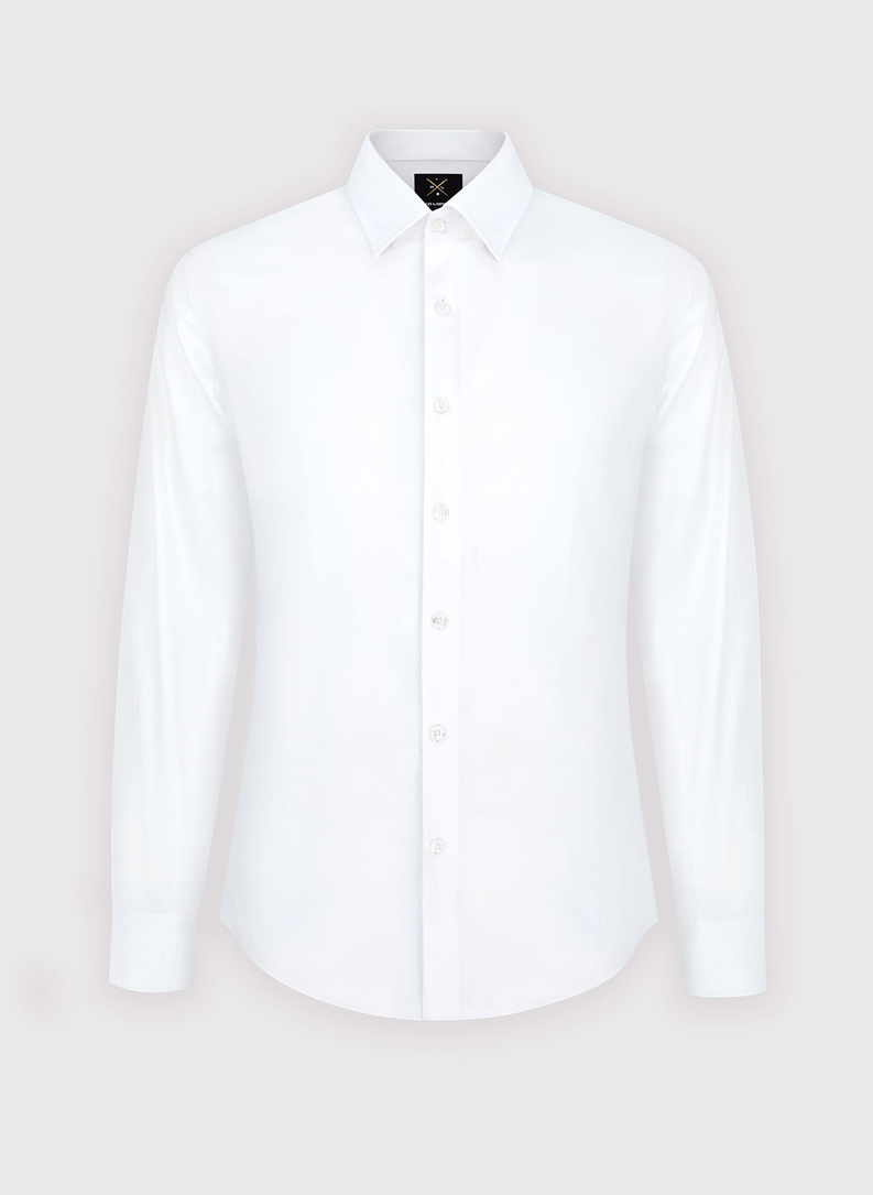 Elegantiški balti vyriški marškiniai