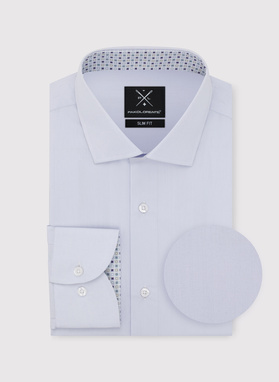 Žydri vyriški marškiniai su kontrastingu apvadu