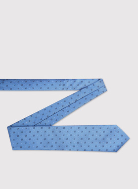 Mėlynas vyriškas kaklaraištis mikroraštu