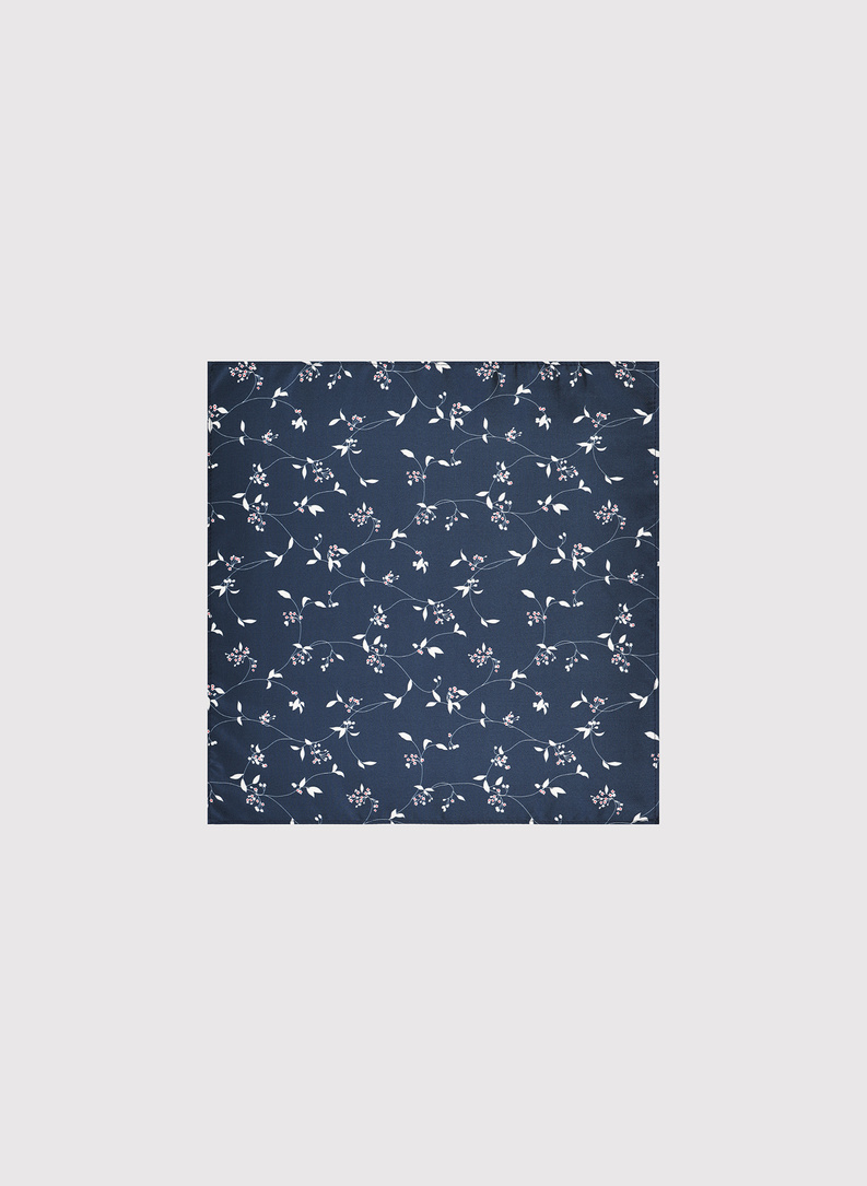 Tamsiai mėlyna kišeninė nosinaitė su gėlėmis