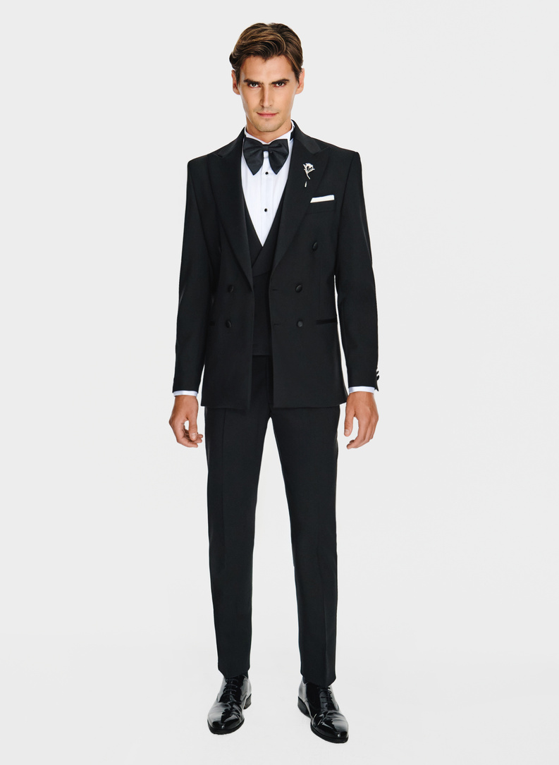 Vilnonis juodas smokingo švarkas