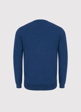 Tamsiai mėlynos spalvos vilnonis megztinis