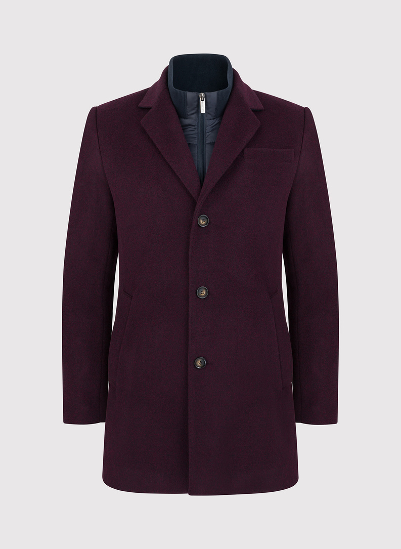 Vyšninis vyriškas lietpaltis su nusegama stačia apykakle