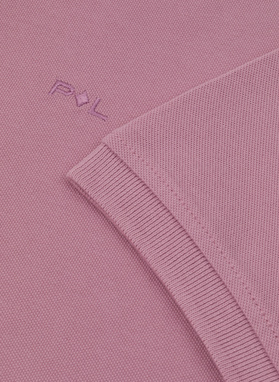 Rožinės spalvos polo T marškinėliai be raštų
