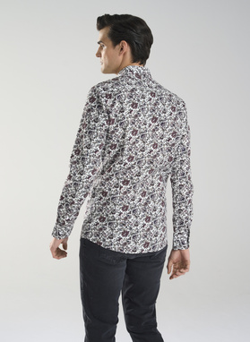 Balti vyriški marškiniai botaniniu raštu