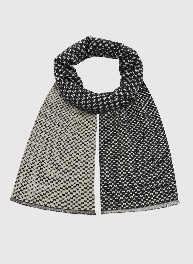 Juodas vyriškas šalikas su baltu žiedu su PL spaudu