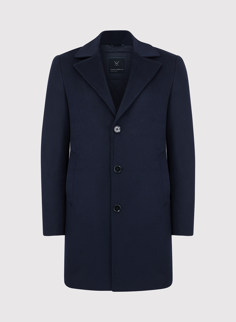 Vyriškas tamsiai mėlynas lietpaltis su vilna