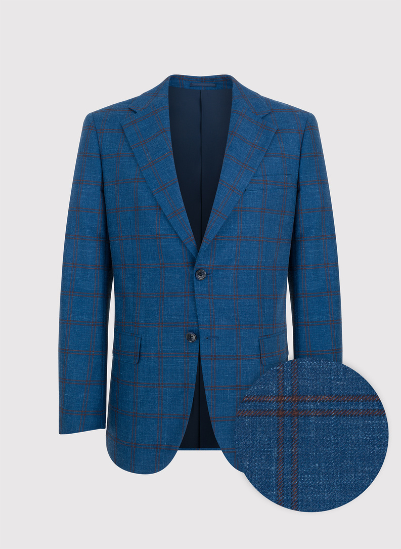 Tamsiai mėlynas languotas švarkas