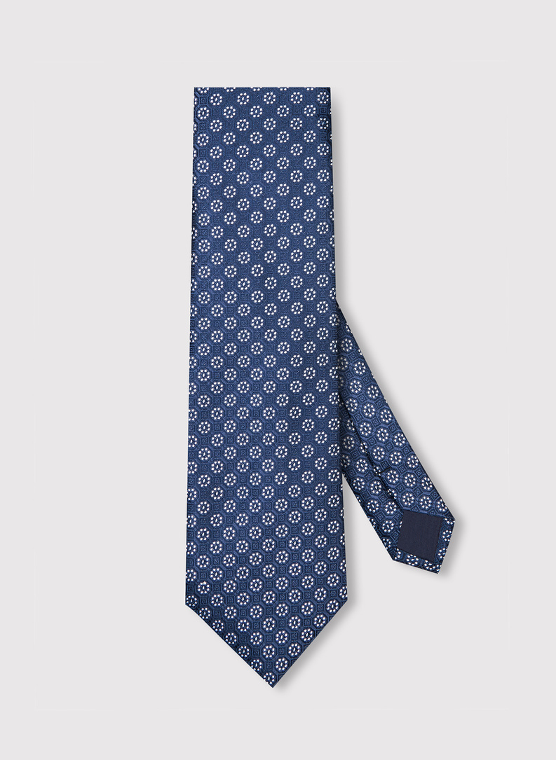 Tamsiai mėlynas vyriškas kaklaraištis gėlytėmis