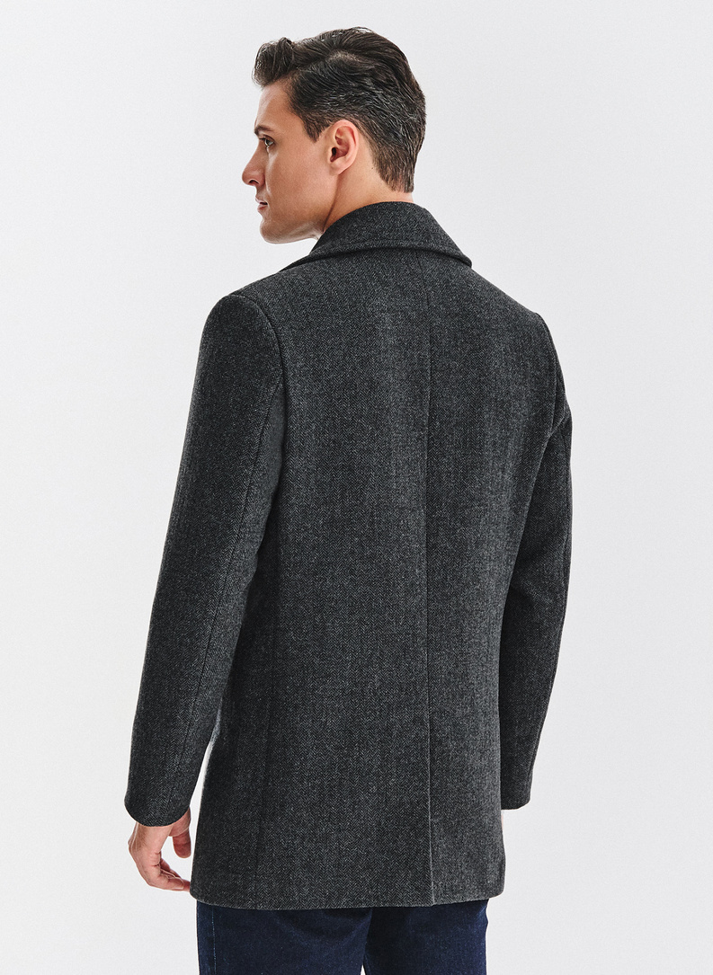 Pilkas dvieilis lietpaltis su vilna