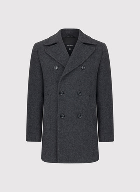 Pilkas dvieilis lietpaltis su vilna