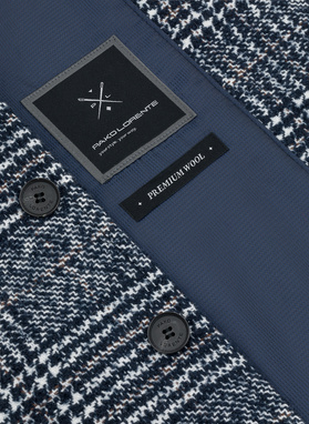 Tamsiai mėlynas languotas vyriškas lietpaltis