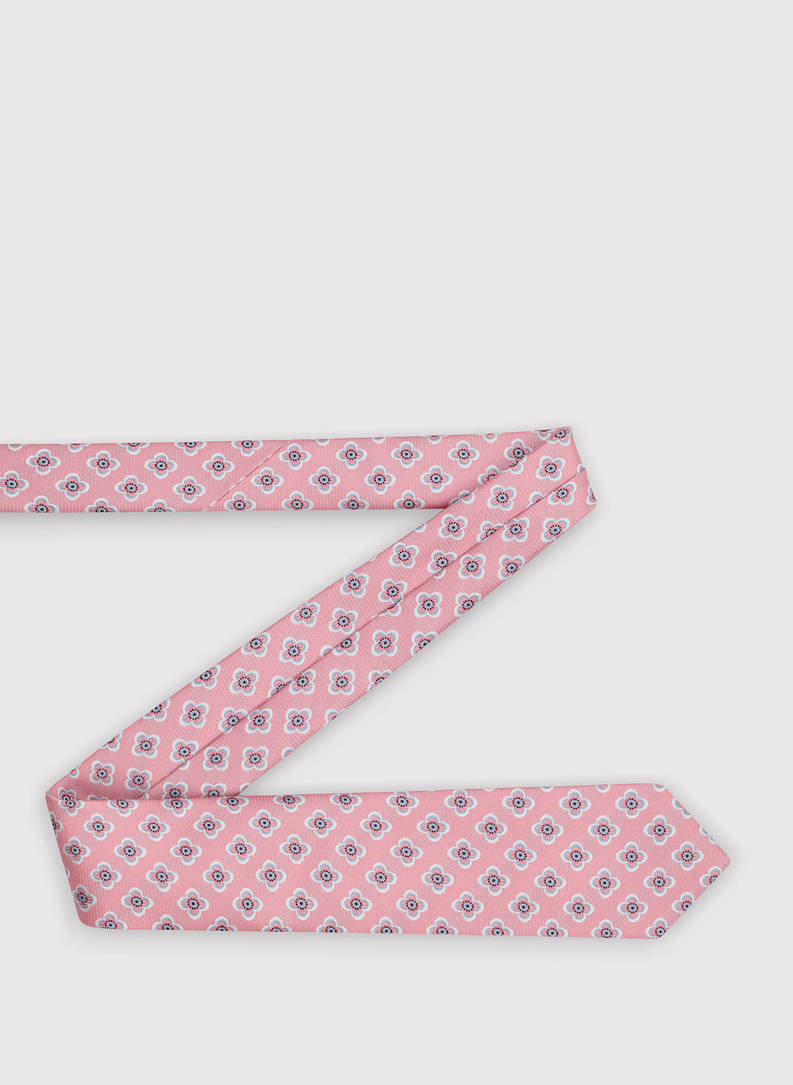 Rožinis vyriškas kaklaraištis gėlėmis