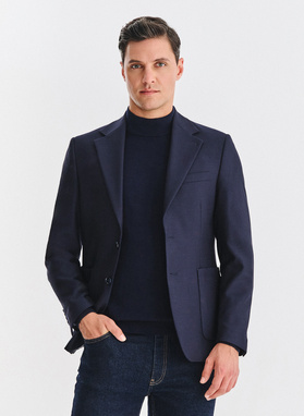 Tamsiai mėlynas vienaeilis švarkas